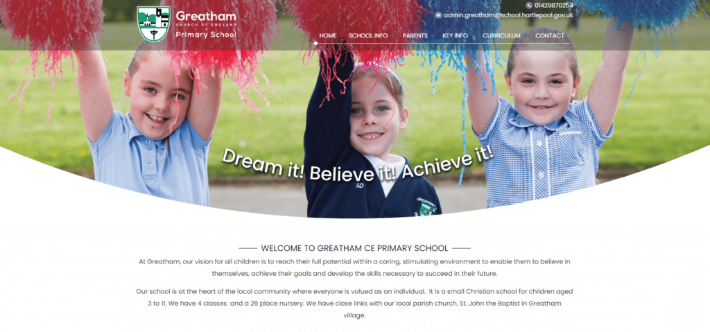 greatham ce primary header image of three smiling children