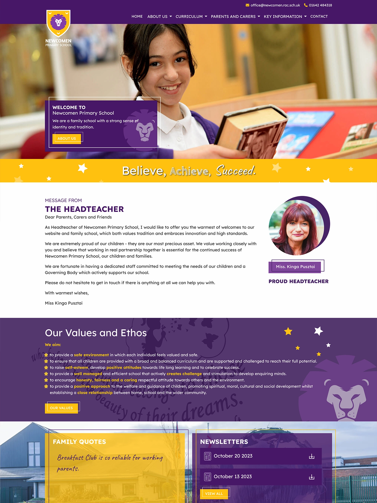 Newcomen Primary School - Website design