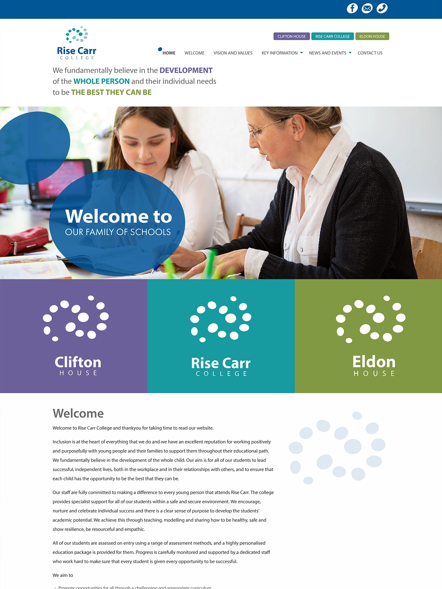 Rise Carr College - Website design